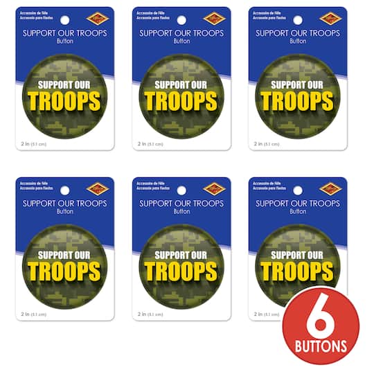 Beistle 2" Camouflage Support Our Troops Buttons, 6ct.